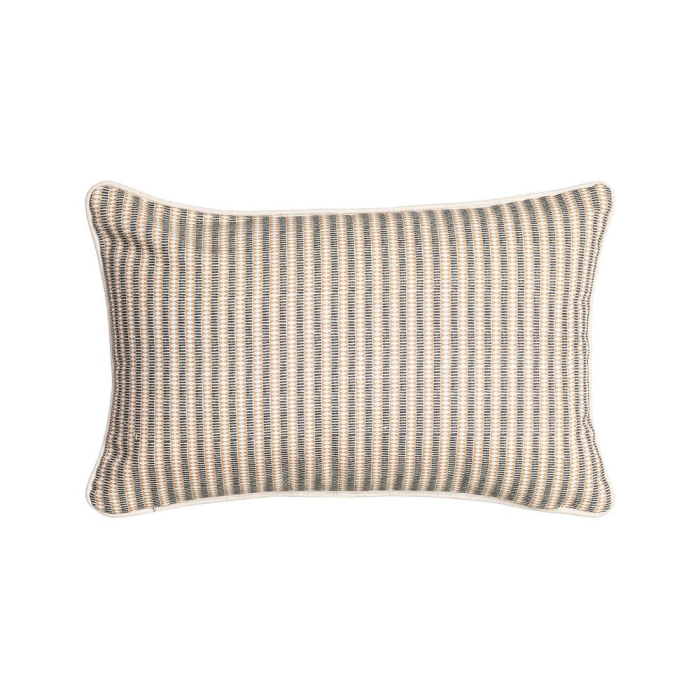 Set 2 perne decorative dreptunghiulare crem cu gri si bej, bumbac si in, model geometric decorativ 45 x 30 cm [2]