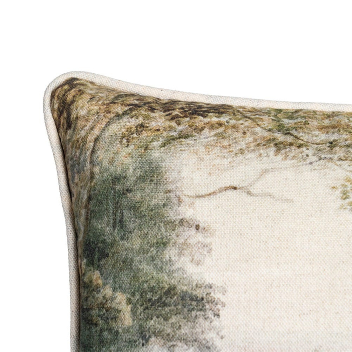 Set 2 perne decorative dreptunghiulare multicolore, bumbac si in, imprimeu peisaj 45 x 30 cm [3]