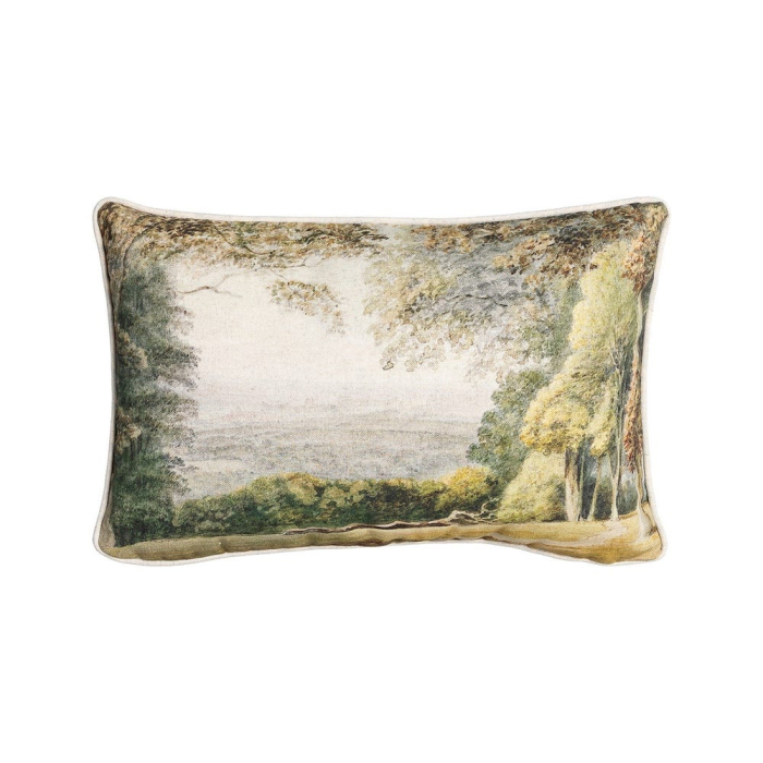 Set 2 perne decorative dreptunghiulare multicolore, bumbac si in, imprimeu peisaj 45 x 30 cm [1]