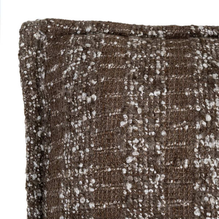 Set 2 perne decorative maro cu dungi verticale din țesătură bouclé cu margine plată și fermoar [2]