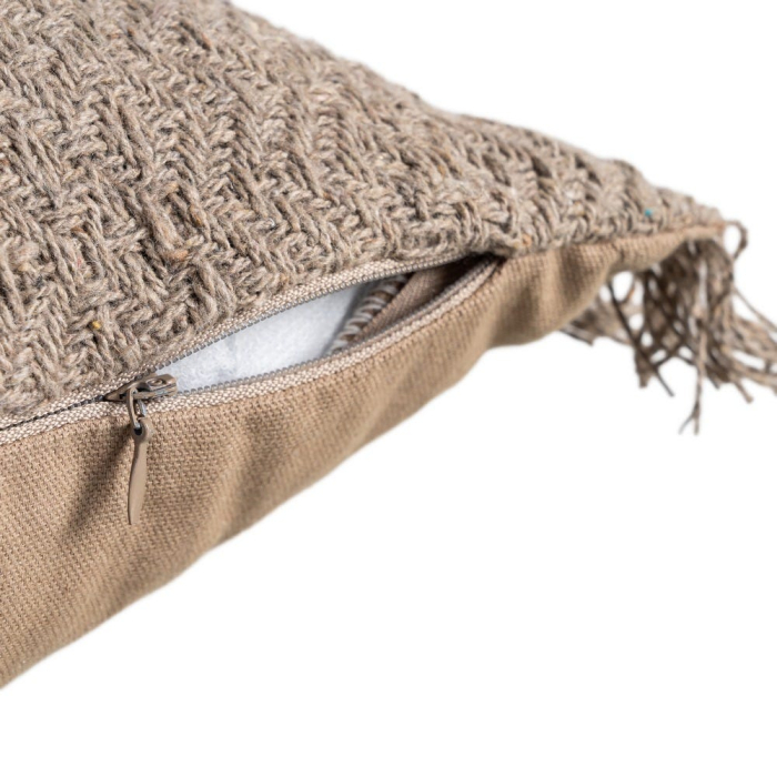 Set 2 perne decorative maro bumbac, franjuri 30x50 [4]