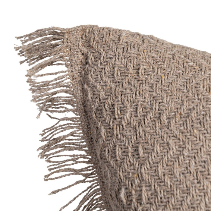 Set 2 perne decorative maro bumbac, franjuri 30x50 [3]