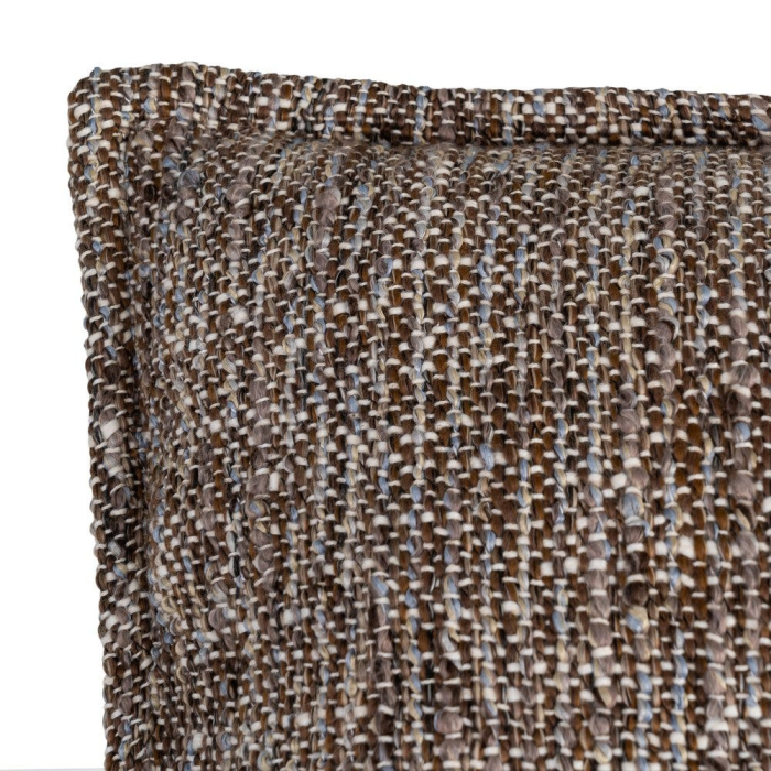 Set 2 perne decorative maro din țesătură texturată cu margine plată și fermoar pe canapea [2]