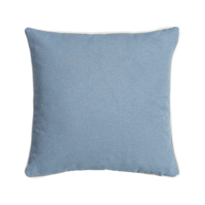 Set 2 perne decorative patrate alb cu albastru, bumbac si in, imprimeu pasare si motive florale 45 x 45 cm [2]