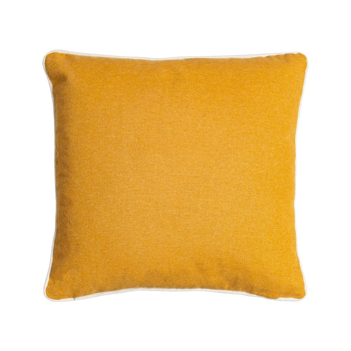 Set 2 perne decorative patrate alb cu galben, bumbac si in, imprimeu pasare si motive florale 45 x 45 cm [2]