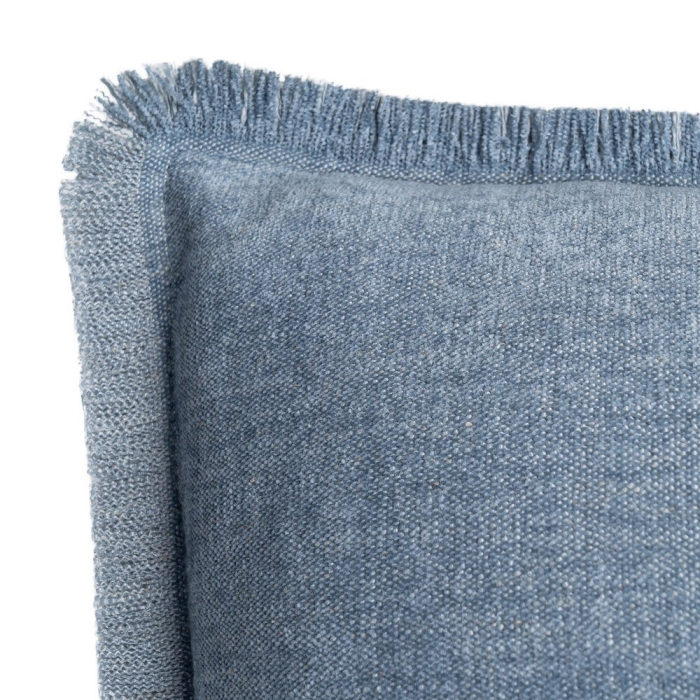 Set 2 perne decorative pătrate albastre cu fir de in și aspect de denim și margine franjurată [2]
