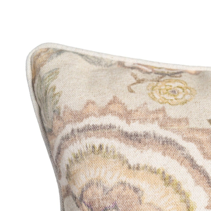 Set 2 perne decorative patrate bej, bumbac si in, imprimeu floral 45 x 45 cm [5]