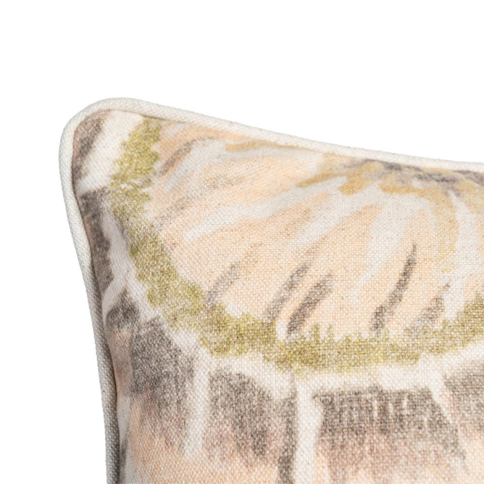 Set 2 perne decorative patrate bej, bumbac si in, imprimeu floral 45 x 45 cm [6]