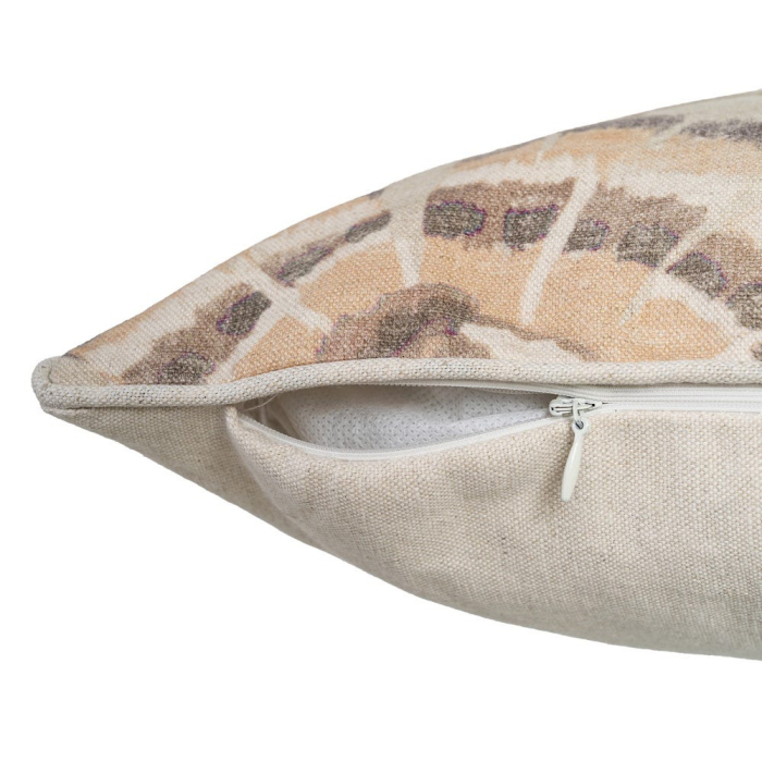 Set 2 perne decorative patrate bej, bumbac si in, imprimeu floral 45 x 45 cm [7]