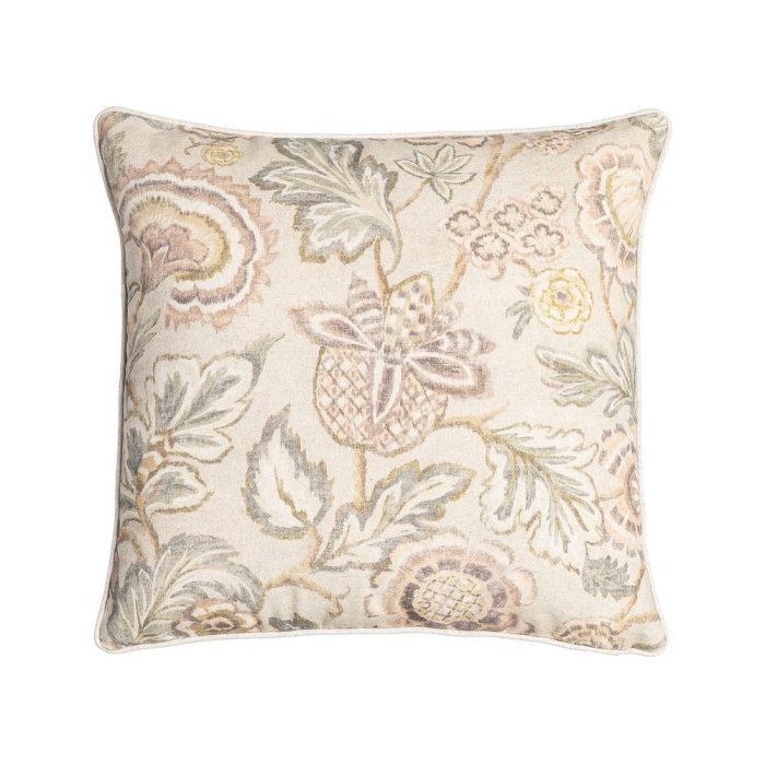 Set 2 perne decorative patrate bej, bumbac si in, imprimeu floral 45 x 45 cm [2]