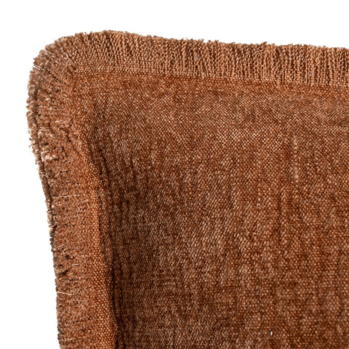 Set 2 perne decorative pătrate cărămizii cu fir de in și țesătură pufoasă și margine franjurată [2]