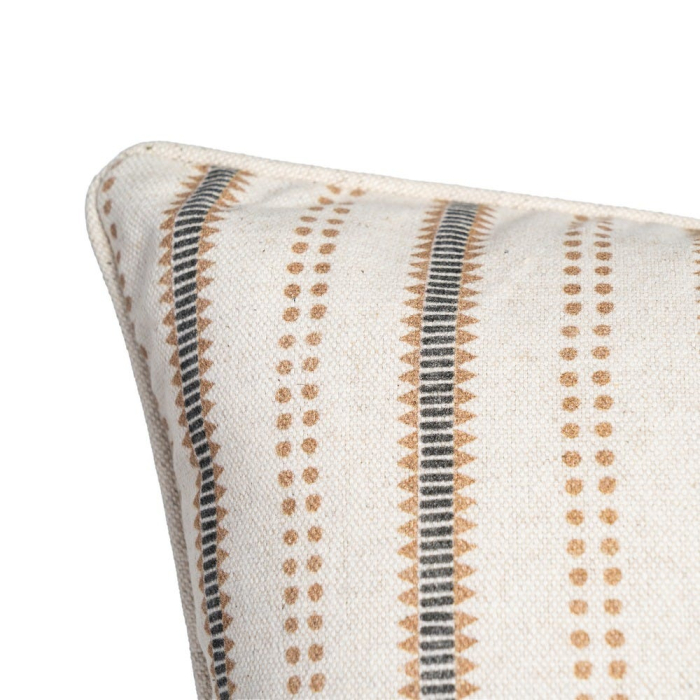 Set 2 perne decorative patrate crem cu gri si bej, bumbac si in, imprimeu dungi 45 x 45 cm [3]