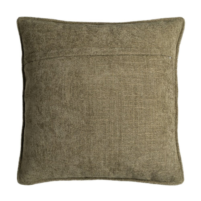 Set 2 perne decorative pătrate mari verde măsliniu cu țesătură moale cu fir gros și bordură îngustă [2]