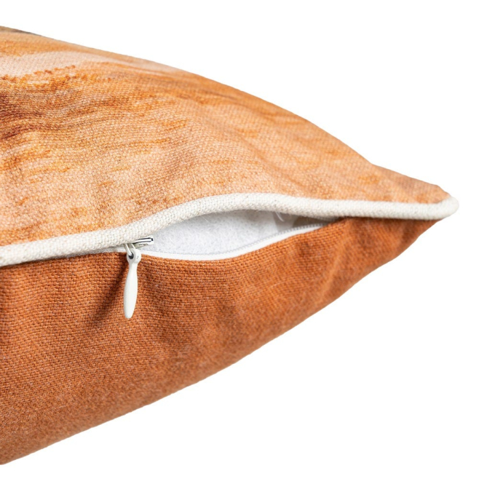 Set 2 perne decorative patrate multicolore, bumbac si in, peisaj in tonuri calde 45 x 45 cm [4]