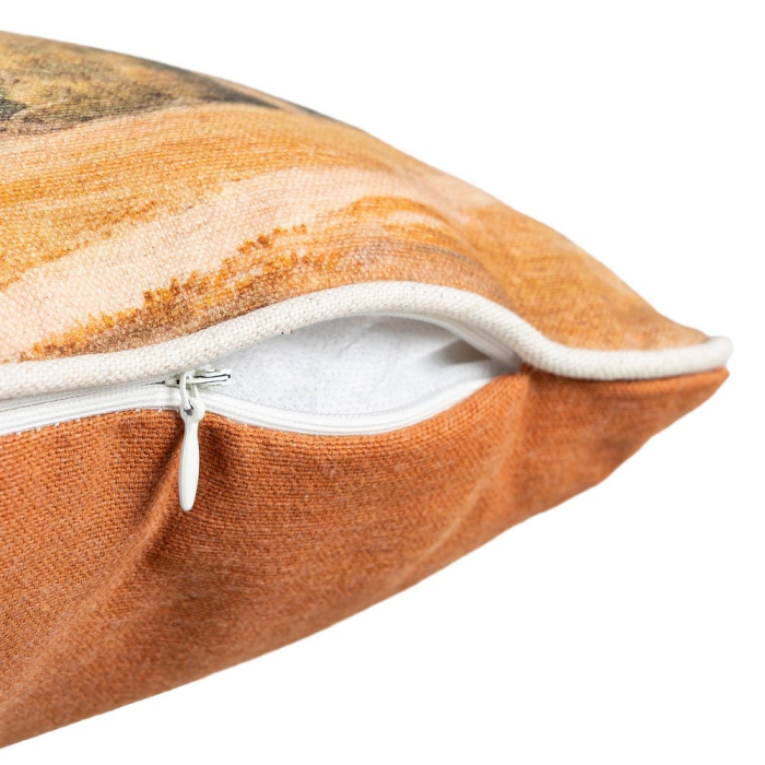 Set 2 perne decorative patrate multicolore, bumbac si in, peisaj cu casa 45 x 45 cm [4]