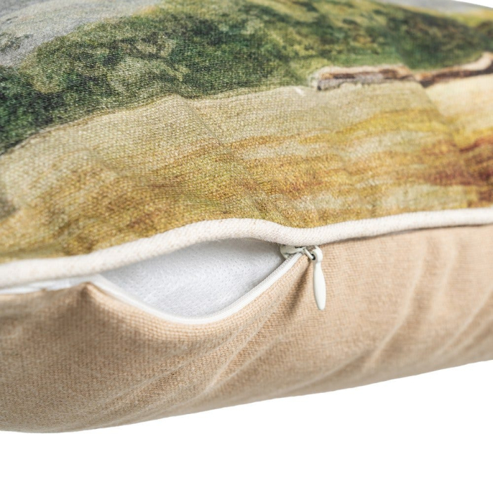 Set 2 perne decorative patrate multicolore, bumbac si in, imprimeu peisaj 45 x 45 cm [4]