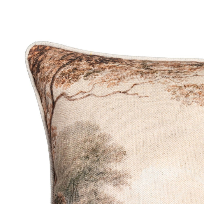 Set 2 perne decorative patrate multicolore, bumbac si in, peisaj in tonuri calde 45 x 45 cm [3]