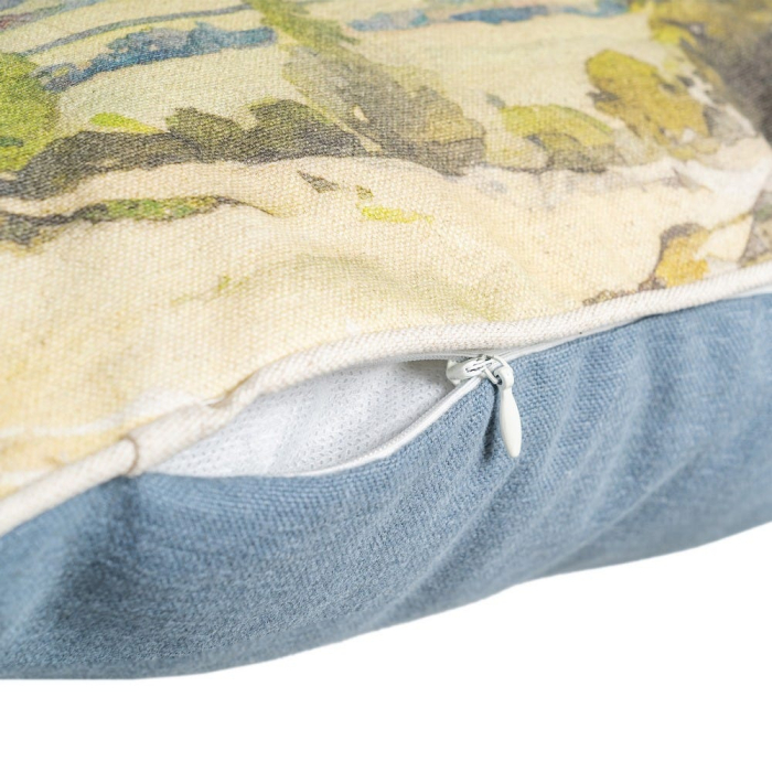 Set 2 perne decorative patrate multicolore bumbac si in cu peisaj 45 x 45 cm [4]