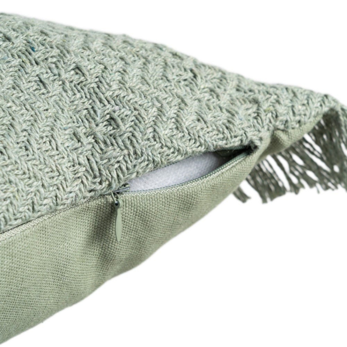 Set 2 perne decorative verzi bumbac, franjuri 30x50 [4]