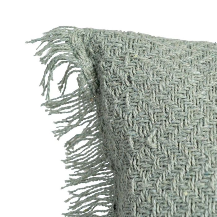 Set 2 perne decorative verzi din bumbac cu franjuri 45x45 [3]