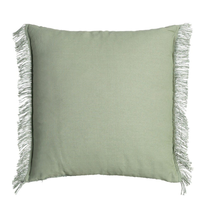 Set 2 perne decorative verzi din bumbac cu franjuri 45x45 [2]