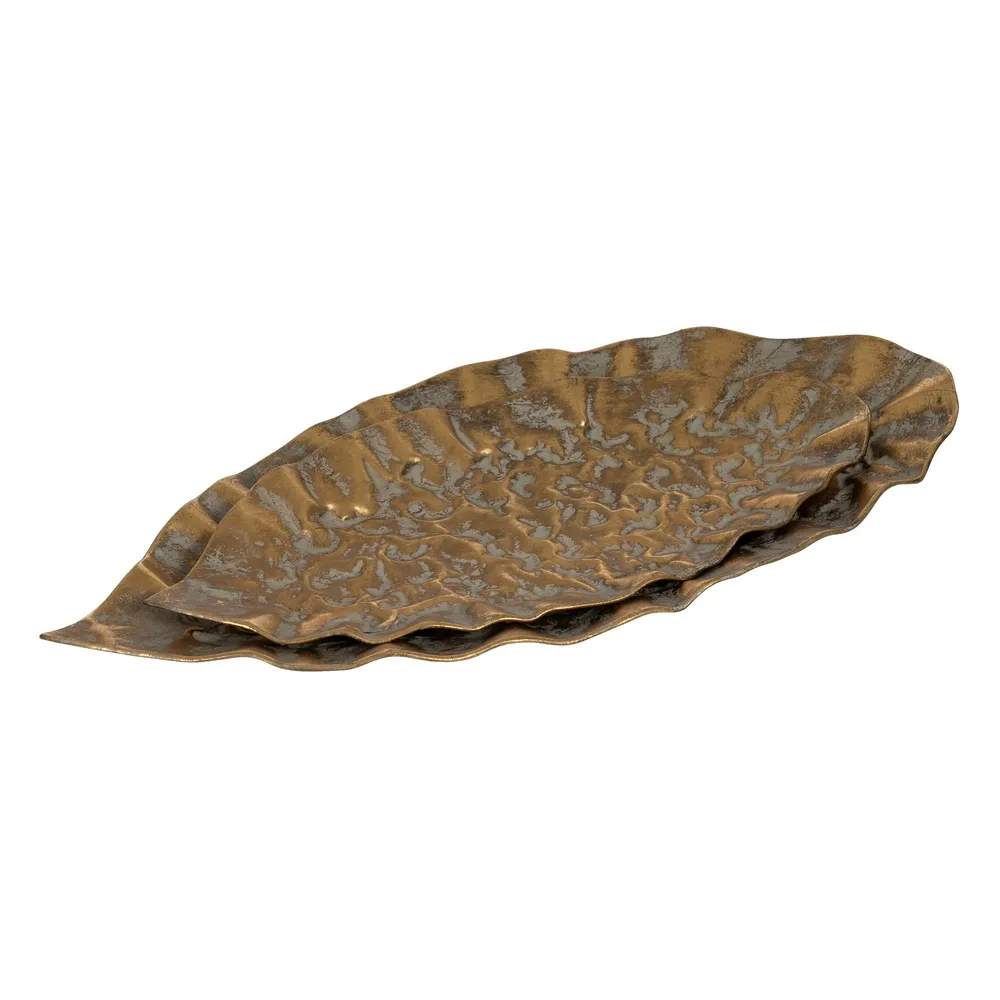Set Platouri Aurii Frunza | Accesorii Masa Sofisticate [1]
