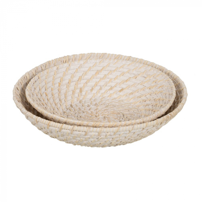 Set decorativ Ixia – platouri rotunde bambus și ratan, stil alb japandi [2]
