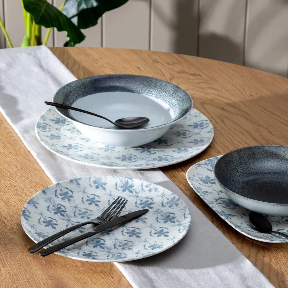 Platouri alb-albastre | Set 2 | Portelan sofisticat | CreativDeco [4]