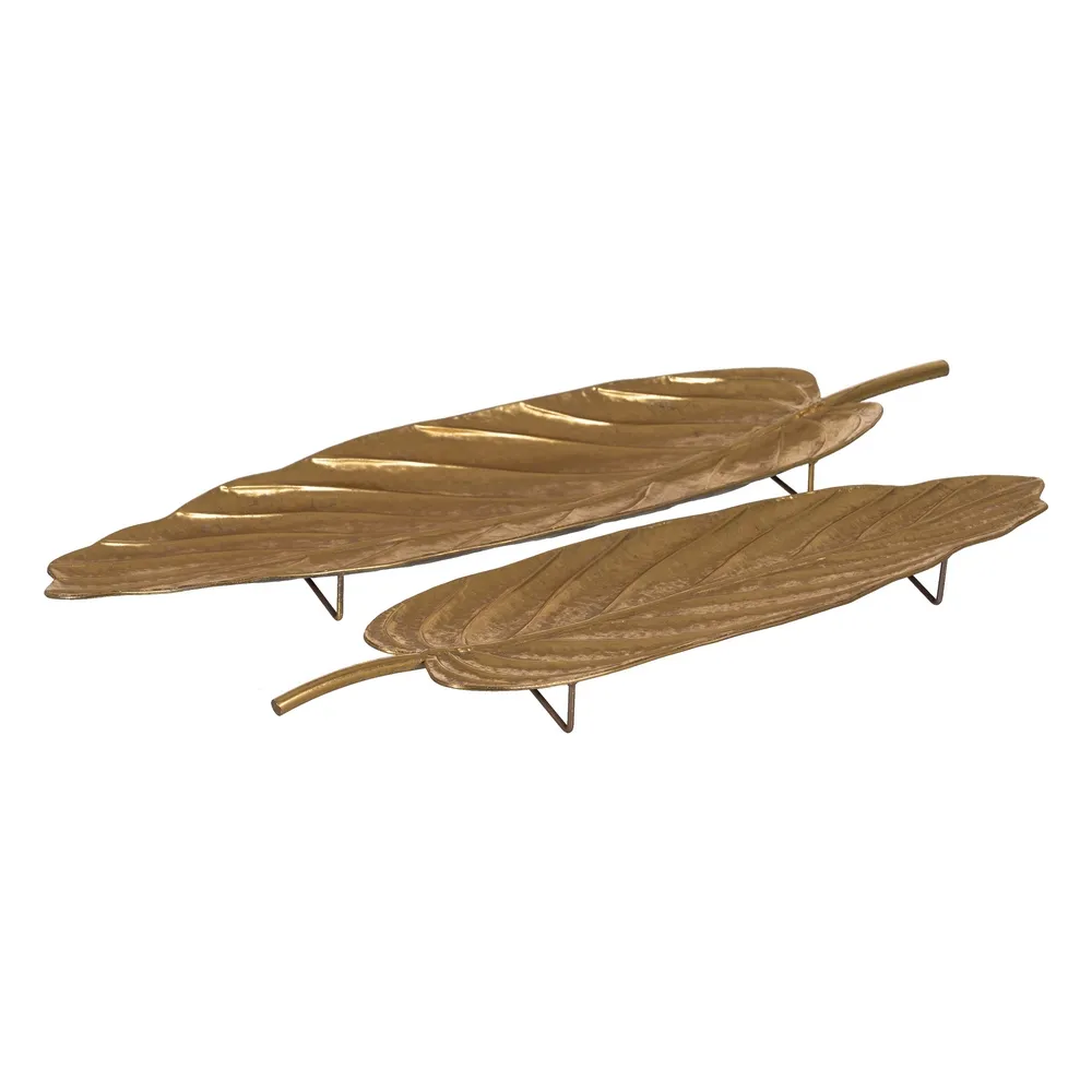 Set Platouri Aurii Frunze | Decoratiuni Interioare Naturale [1]