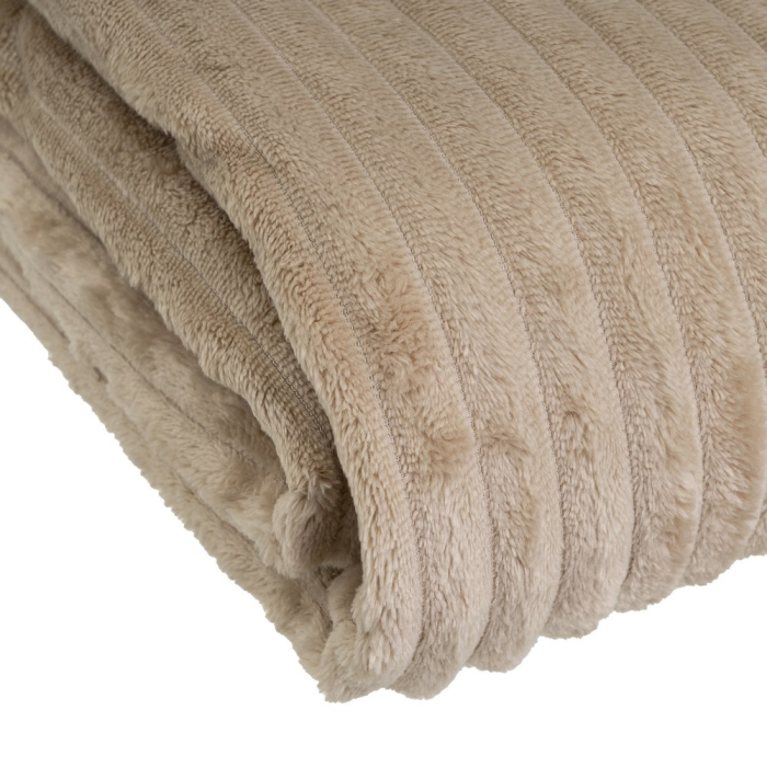 Set 2 pleduri din flanel maro-taupe cu franjuri [3]