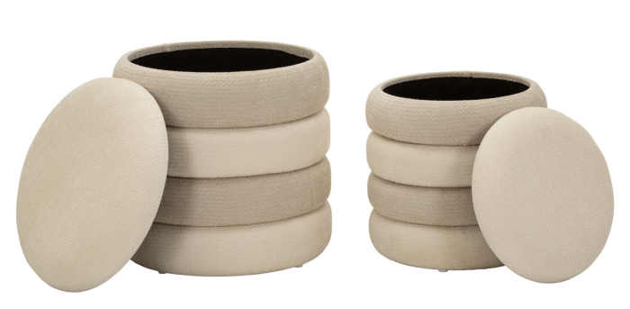 Set 2 pufuri container stil nordic bej și crem [4]