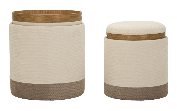 Set 2 pufuri container cu tavă integrată maro și crem [5]