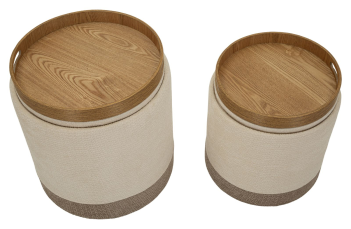 Set 2 pufuri container cu tavă integrată maro și crem [7]