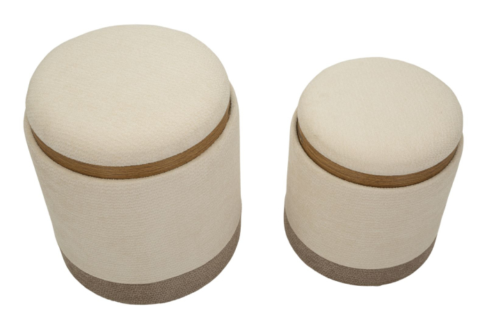 Set 2 pufuri container cu tavă integrată maro și crem [2]