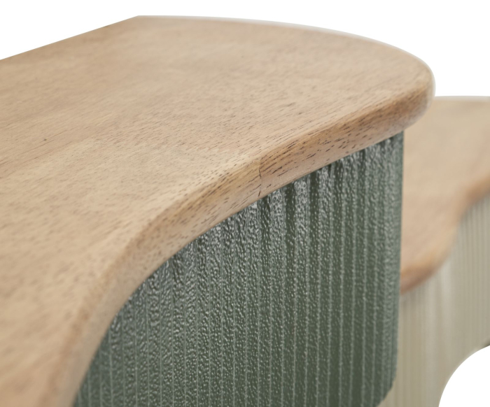 Set 2 rafturi de perete din lemn si metal verde alb pentru living [8]