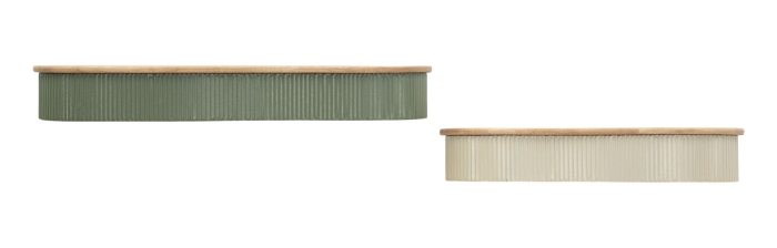 Set 2 rafturi de perete din lemn si metal verde alb pentru living [3]