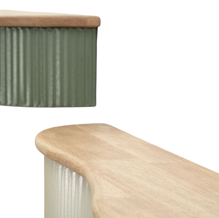 Set 2 rafturi de perete din lemn si metal verde alb pentru living [7]