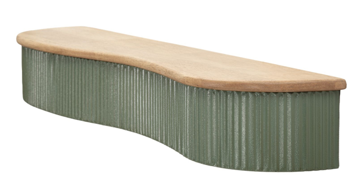 Set 2 rafturi de perete din lemn si metal verde alb pentru living [5]