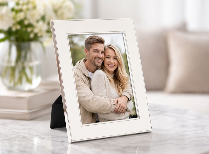 Set 2 rame foto alb și argintiu din metal cu ramă lată 12.5x17.5 [5]