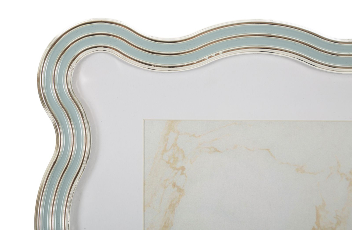 Set 2 rame foto albastru deschis și argintiu din metal cu linie ondulată 17.5x1.3x22.5 cm [3]