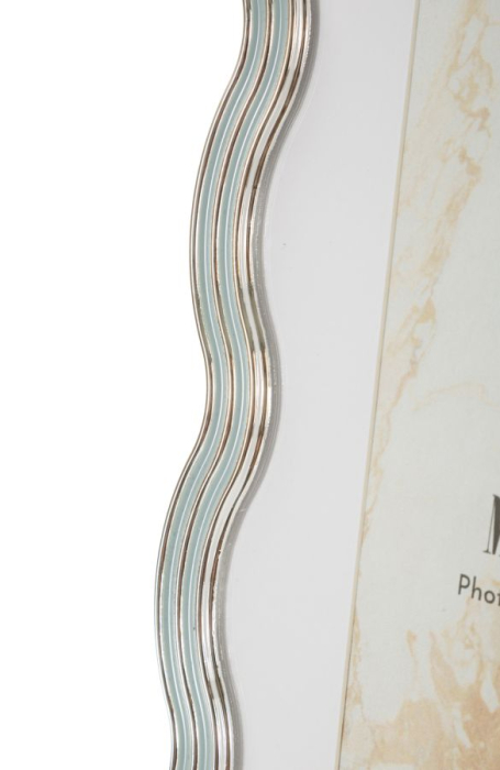 Set 2 rame foto albastru deschis și argintiu din metal cu linie ondulată 17.5x1.3x22.5 cm [4]