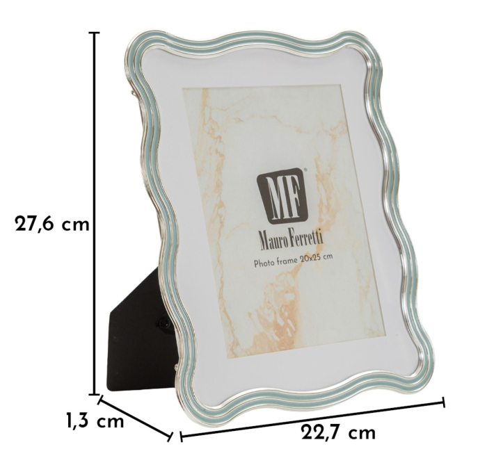 Set 2 rame foto albastru deschis și argintiu din metal cu linie ondulată 22.7x1.3x27.6 cm [6]