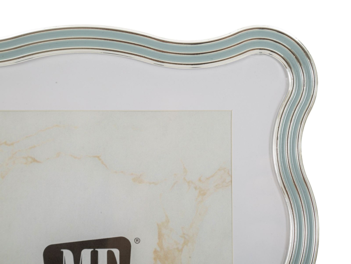 Set 2 rame foto albastru deschis și argintiu din metal cu linie ondulată 22.7x1.3x27.6 cm [3]