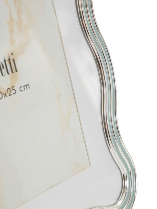 Set 2 rame foto albastru deschis și argintiu din metal cu linie ondulată 22.7x1.3x27.6 cm [4]