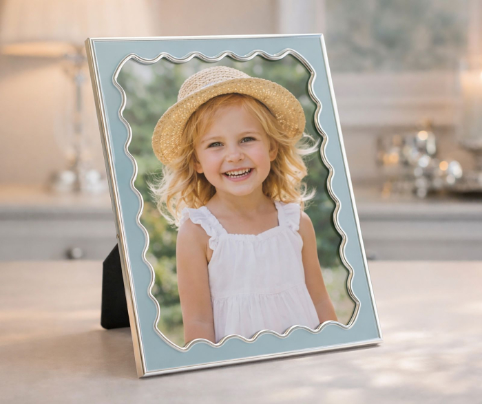 Set 2 rame foto albastru deschis și argintiu din metal cu profil ondulat 12.5x17.5 [5]