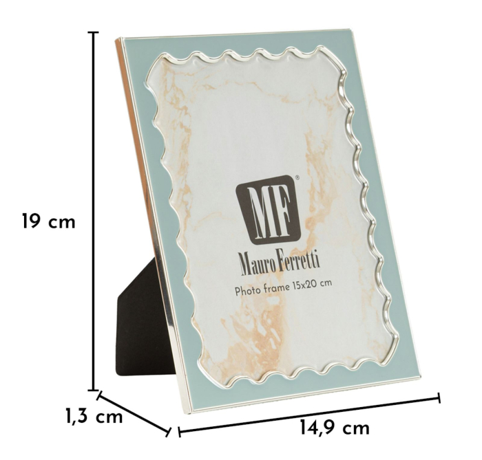 Set 2 rame foto albastru deschis și argintiu din metal cu profil ondulat 12.5x17.5 [6]