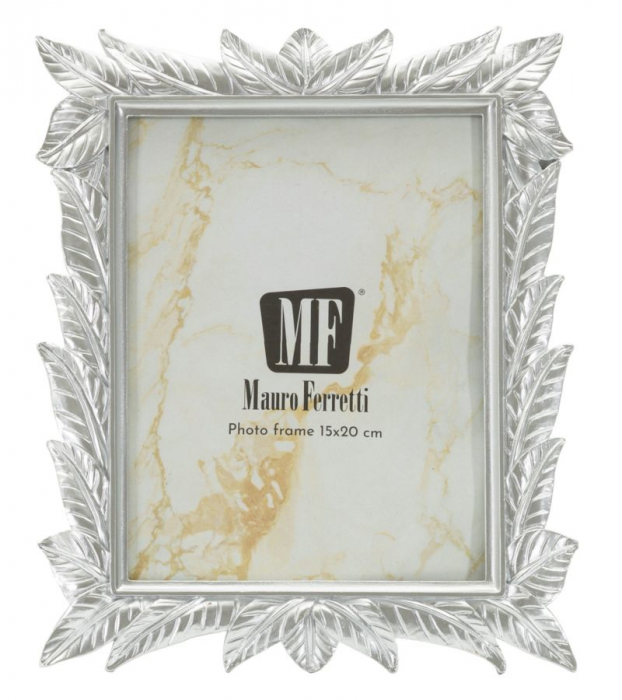 Rame foto argintii din rășină cu design frunze – imagine principală – Leavy Silver [2]