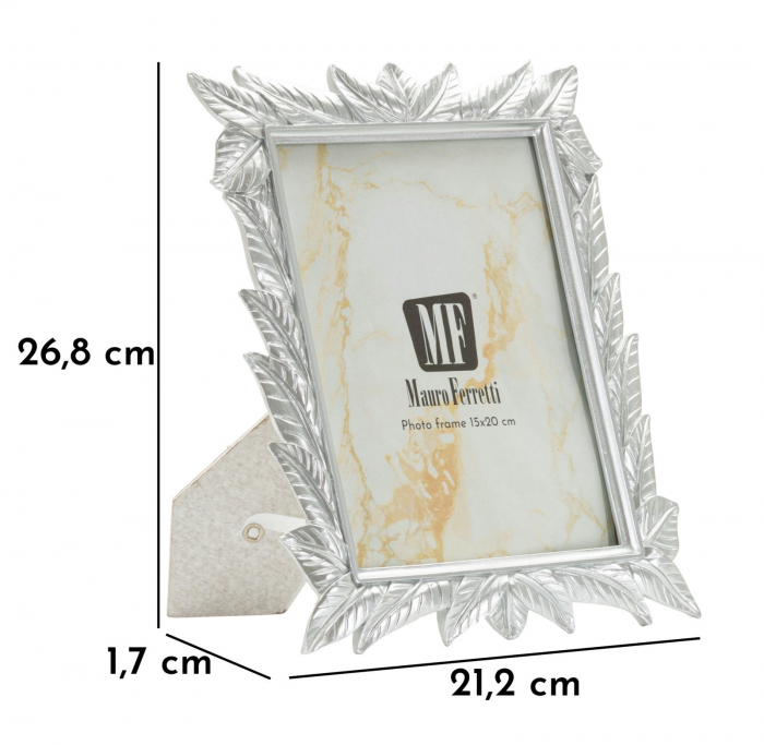 Rame foto argintii din rășină cu design frunze – imagine principală – Leavy Silver [6]