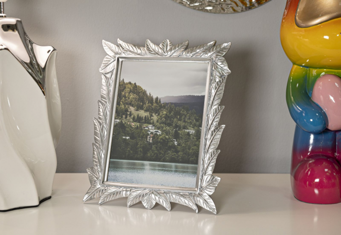 Rame foto argintii din rășină cu design frunze – imagine principală – Leavy Silver [5]