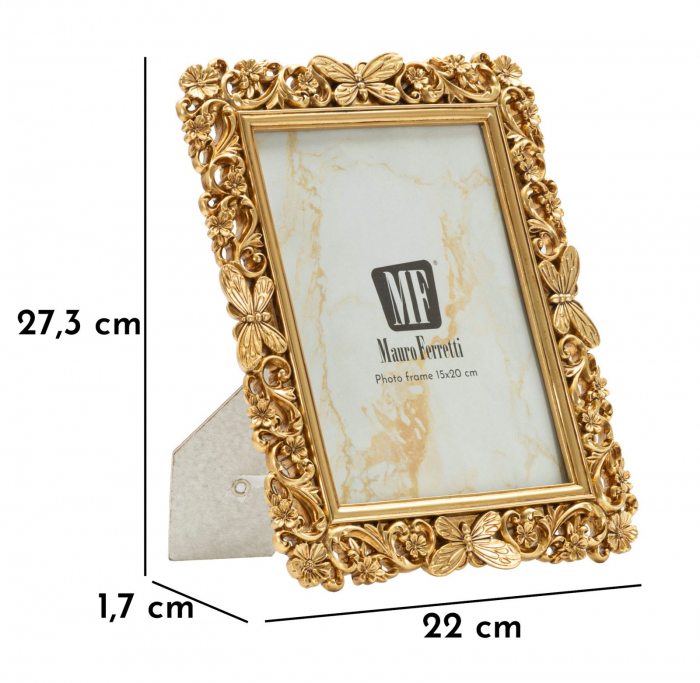 Rame foto aurii din rășină cu design floral și fluturi – imagine principală – Classical [6]